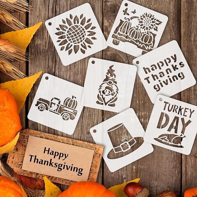Augshy 56Pack Fall Stencils for Painting on Wood Crafts Thanksgiving Decor | - Image 4