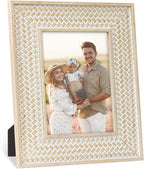 Boho 5x7 Picture Frame Woven Rattan Photo Frame | Bohemian Rustic Carved Design by Takfot