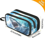Shark Blue Ocean Wave Pencil Case Box Boys Girls Large Pencil Pouch - Image 4