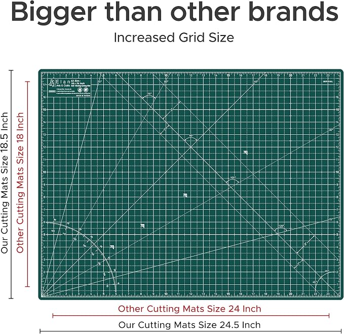Elan Cutting Mat A2 Green, Self Healing Cutting Mat 18x24 Inch, 5-Ply Craft - Image 4