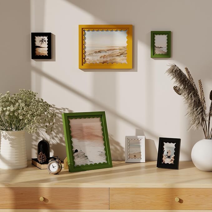 4x6 Picture Frame with Real Glass, Wooden cute 4 x 6 Photo Frame with Wavy Mat - Image 6