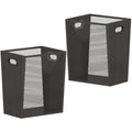 Piskyet Black Office Trash Can for Near Desk,7 Gallon Unique Wood Bedroom Garbage Can,Vintage Wastebasket with Handle, Decorative Trash Can for Home Office,2pack 12.2" L x 9.6" W x 14.9" H