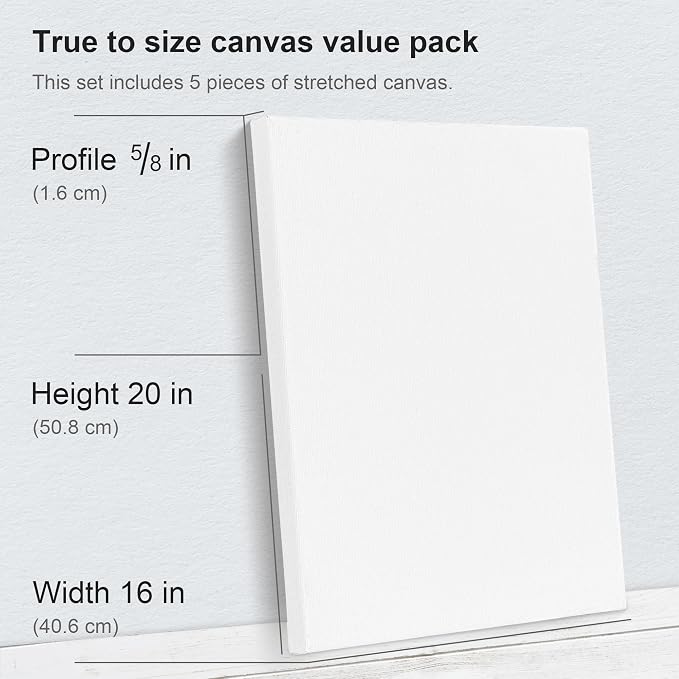 PHOENIX Stretched Canvas for Painting 16x20 Inch/5 Value Pack, 8 Oz Triple - Image 3