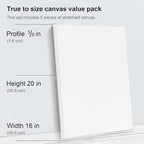 PHOENIX Stretched Canvas for Painting 16x20 Inch/5 Value Pack, 8 Oz Triple - Image 3