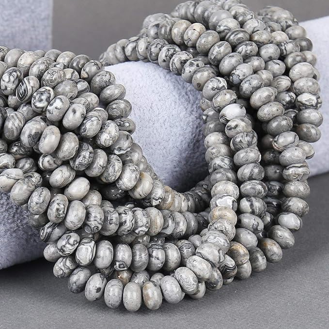 ICAI Beads 5x8mm Natural Map Stone Beads Rondelle Spacer Loose Beads - Image 5