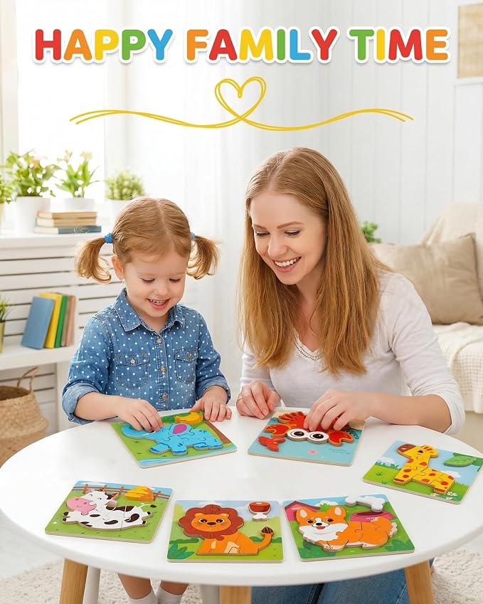 Wooden Puzzles for Toddlers 1-3, Montessori Educational Learning Toys for Kids - Image 2