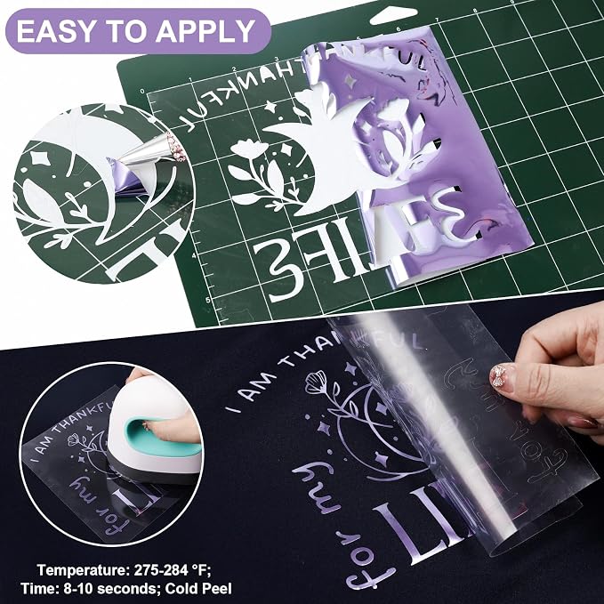 VINYL FROG Light Purple Metallic Foil Heat Transfer Vinyl Roll 12" x5ft Light - Image 3