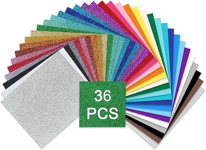 36 Pack HTV Heat Transfer Vinyl Sheets by WRTUUED