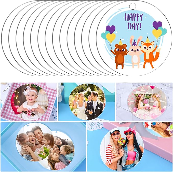 Audab Acrylic Ornament Blanks for Vinyl, Large Clear Acrylic Discs Round - Image 5