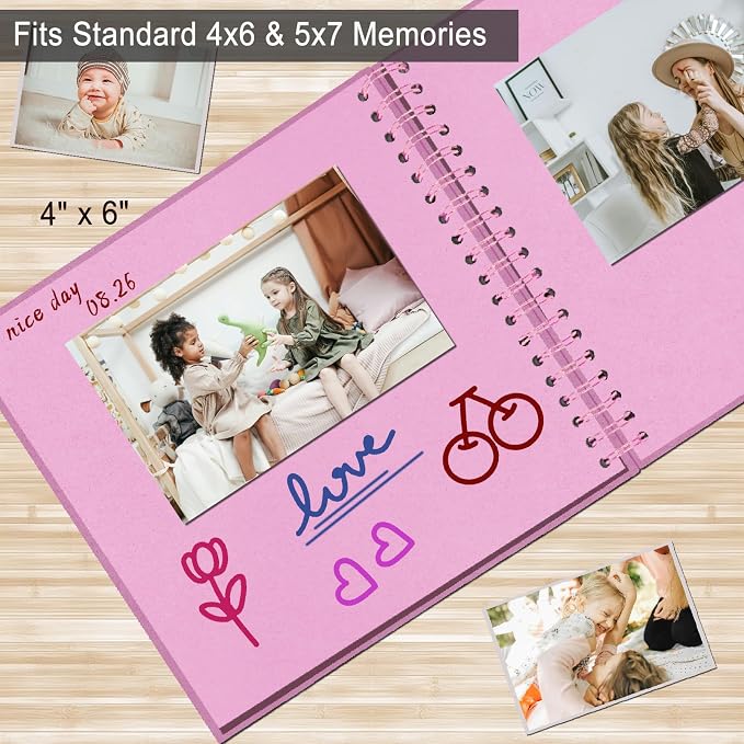 DIY Scrapbook Album 8x8 Inch, Hardcover Kraft Paper Scrap Book Photo Album - Image 6