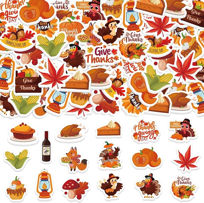300Pcs Thanksgiving Foam Stickers, Cute Self-Adhesive Autumn Stickers Foam by Bonieset