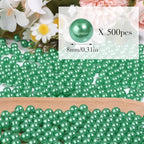 500pcs Christmas Green 8mm Pearl Beads - Image 2