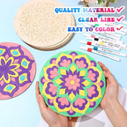 Vercraft 22 Pcs Wooden Mandala Painting Set 10 Mandala Unfinished Wood Cutouts - Image 3