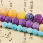 48pcs Natural Matte Rainbow Oxidized Gemstone Beads，8mm Frosted Round Loose - Image 5