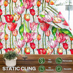 Stained Glass Window Film UV Resistant Window Privacy Film Red Floral Privacy - Image 6