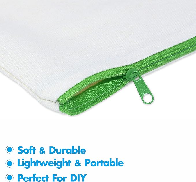 15 Pack Blank Cotton Canvas DIY Craft Zipper Bags Pouches Pencil Case - Image 4