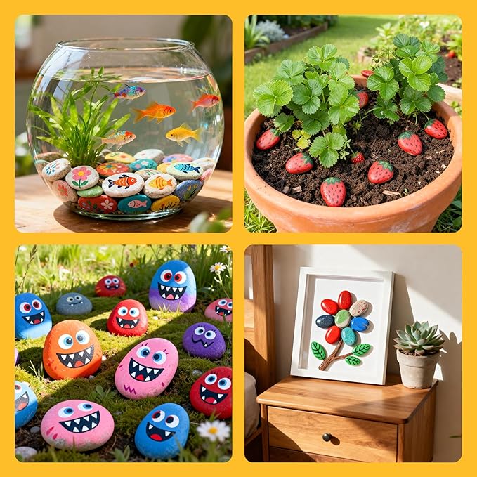 Simetufy 20 PCS Rocks for Painting, 1-2" Natural Flat DIY Painting Rocks - Image 7