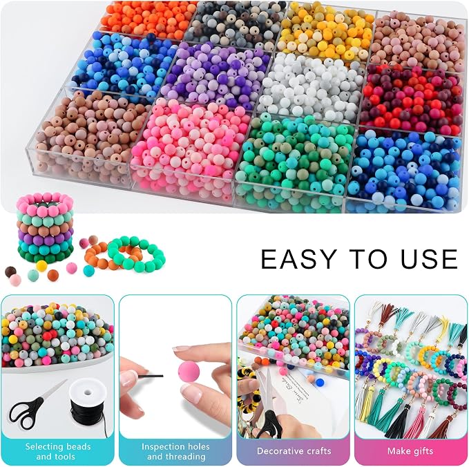 300Pcs Silicone Beads 9mm Mix Color, Bulk Silicone Beads 9mm - Image 4