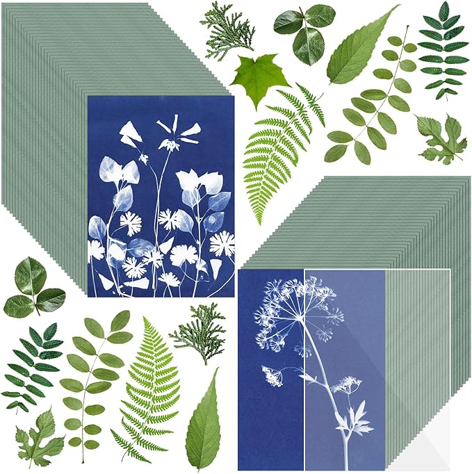 Sun Print Paper Kit Cyanotype Paper, 60 Sheets Cyanotype Papers by LIGHOON