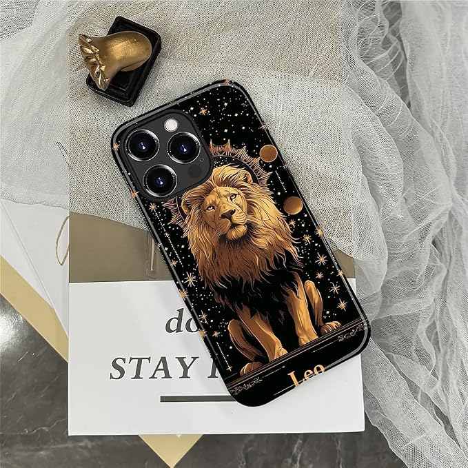 ZHEGAILIAN Case for iPhone 14 Pro, Galaxy Lion Gold Durable Shockproof Silicone - Image 6