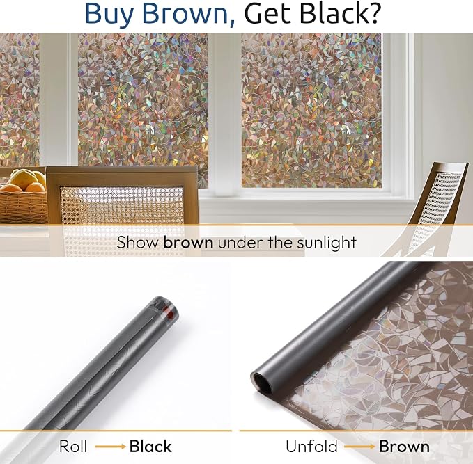 rabbitgoo Window Privacy Film Rainbow Film Decorative Window Sticker, 3D Static - Image 3