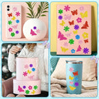 448 Pcs Glitter Foam Stickers, Butterfly & Flower Shapes Stickers, 7 Sheets - Image 4