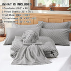 Zzlpp King Comforter Set 7 Pieces, Light Grey Tufted Bed in a Bag - Image 5