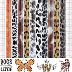 HTVRONT Leopard Permanent Vinyl 10 Sheets 12"x10" Cowhide Adhesive Vinyl | by HTVRONT