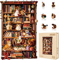 Animal Cozy Bookshelf Puzzles Adults Gifts Wooden 80 Pieces 8.5 * 5.3in by Jollitot