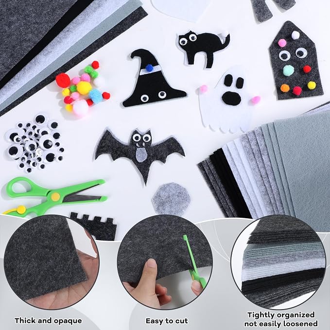 42Pcs Black Gray Fabric Sheets 8 x 12 Inch Assorted Soft Black Gray White Thick - Image 3
