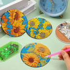 EWJRNSF 6 PCS Sunflower Diamond Painting Coasters Kit - Image 4