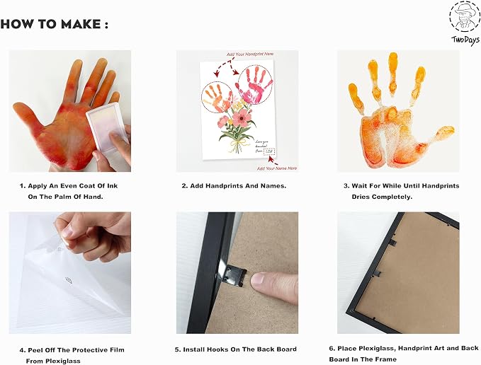 TwoDays Flower Bouquet Handprint Art Craft DIY Kit, Unique Gifts - Image 3