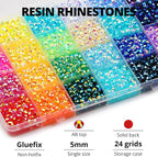 9000Pcs Resin Rhinestones for Bedazzling Crafting, 5mm Jelly Colorful Rainbow - Image 3