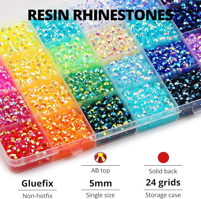 9000Pcs Resin Rhinestones for Bedazzling Crafting, 5mm Jelly Colorful Rainbow - Image 3