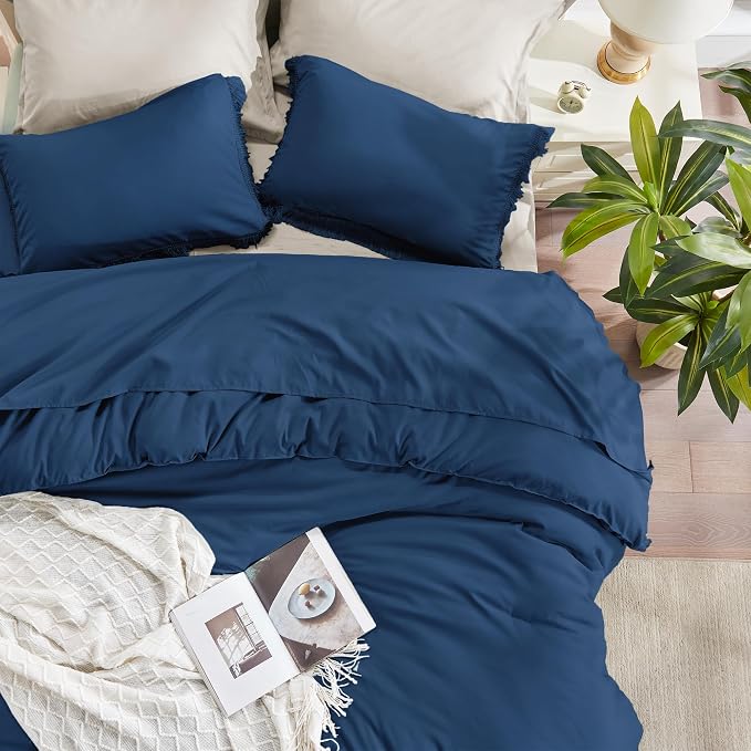 Andency Navy Blue Comforter Set Twin Size, 2 Pieces Boho Tassel Lightweight - Image 4