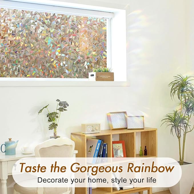Haton Window Privacy Film, Stained Glass Rainbow Film Decorative Window Clings - Image 4