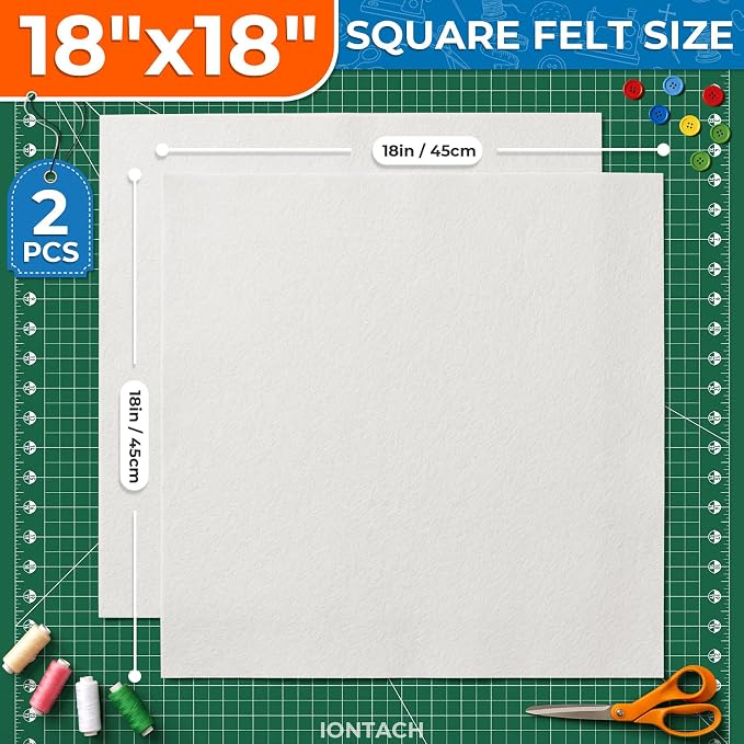 IONTACH 18" X 18" Soft Felt Sheets 1.6mm Thick | Acrylic Felt Fabric Sheets - Image 2