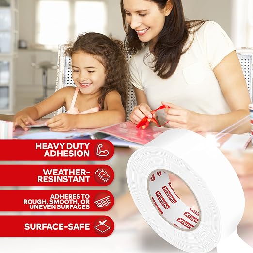 XFasten Double Sided Tape Clear, 2-Inch by 30-Yards, Ideal as a Gift Wrap Tape - Image 2