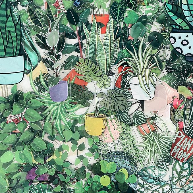 50PCS Green Plant Transparent Stickers, Potted Plant Floral Decals Stickers by Unknown