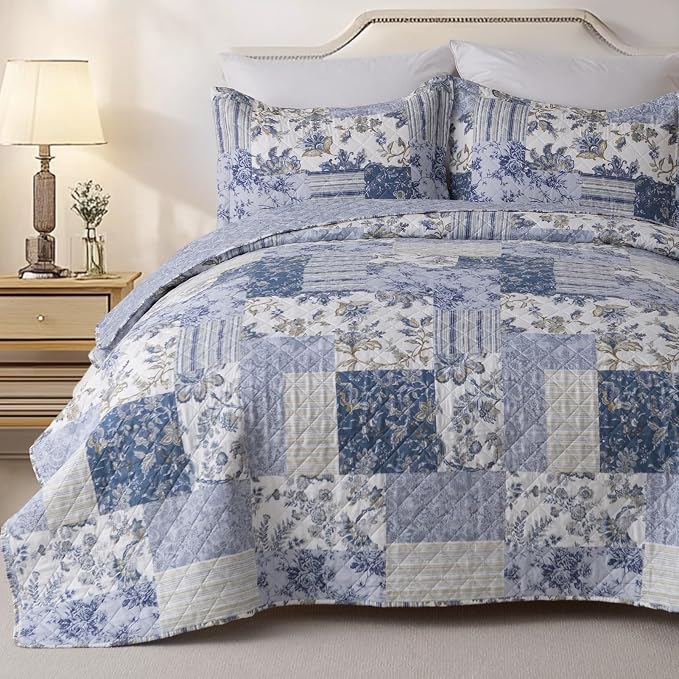 GOONE XL Queen Quilt Set 90"x96", Lightweight Spring & Summer Farmhouse by GOONE