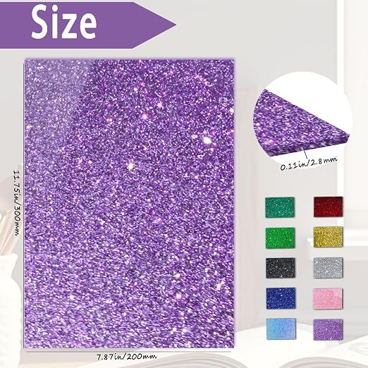 Glitter Acrylic Sheets, 2 Pack | 1/8 in Thick, Cast Sparkly, - Image 2