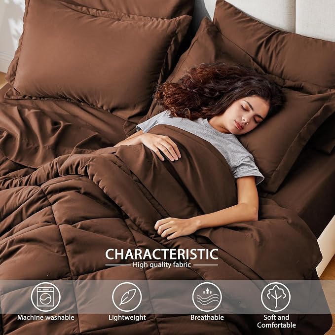 Love's cabin Twin XL Comforter Set Brown, 5 Pieces Twin XL Bed in a Bag - Image 3