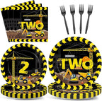100 Pcs Construction Party Plates and Napkins Set Construction Truck Birthday by Qyeahkj