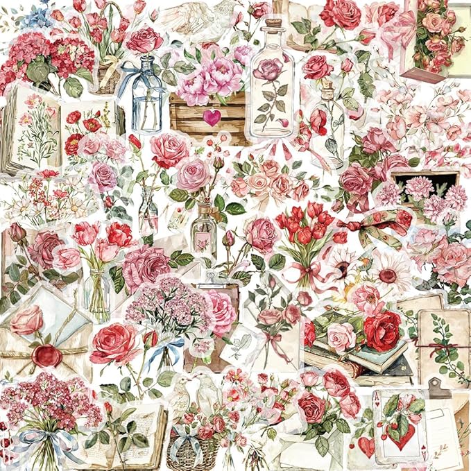 Vintage Rose Flower Scrapbooking Stickers by YOKSAS