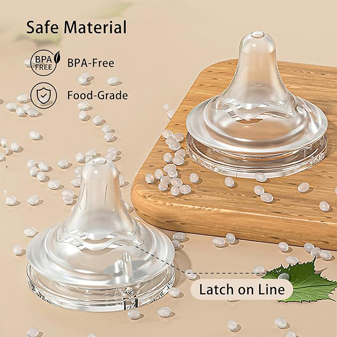 Silicone Bottle Nipple, Anti Colic Nipples for Baby, Natural Feel, S, 1 Months+, 4 Counts