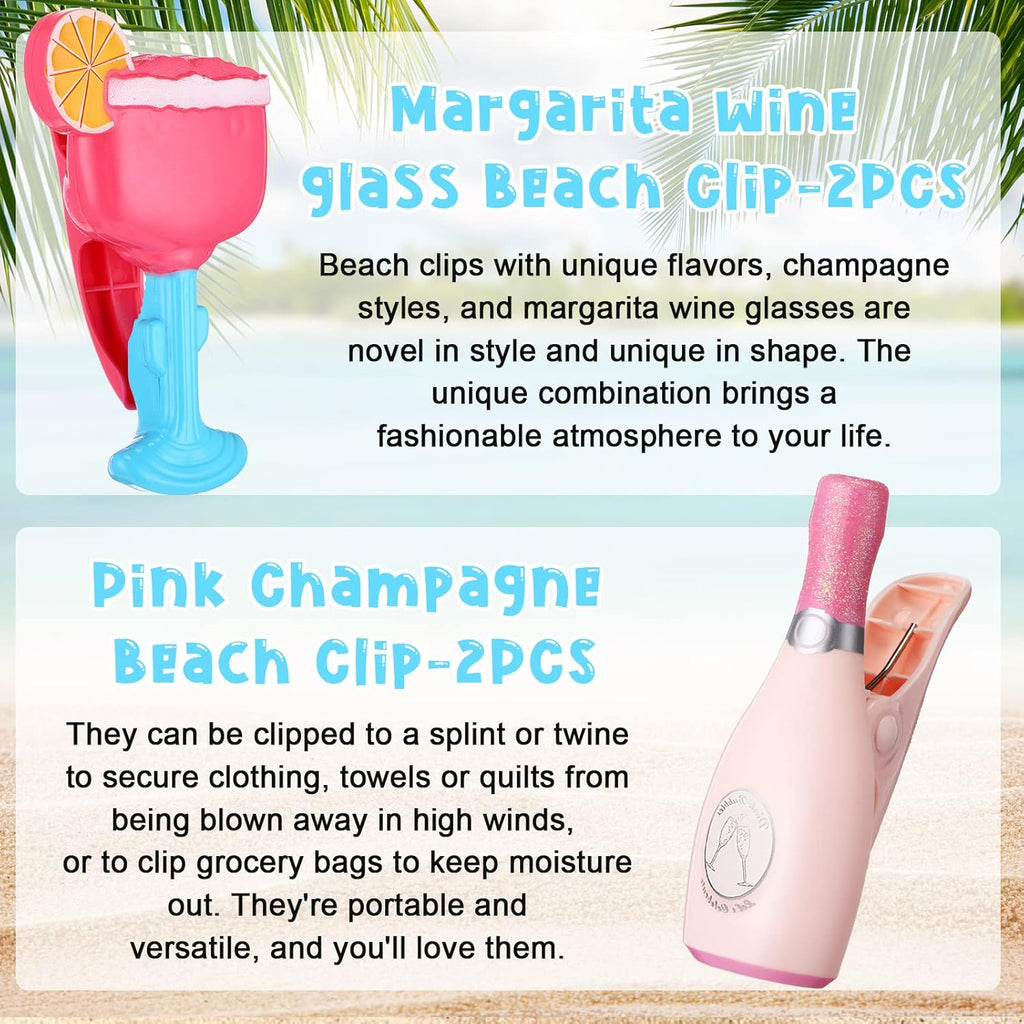 Sieral 8 Pcs Beach Towel Clips Beach Chair Pool Clips for Chairs Plastic Windproof Holder Funny Decorative Clothespins for Patio Accessories Summer, 4 Styles(Cool Style)