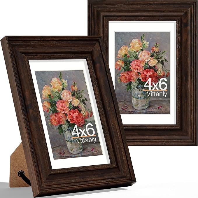 Vittanly 4x6 Picture Frames Set of 2, Ornate Vintage Photo Frame by Vittanly