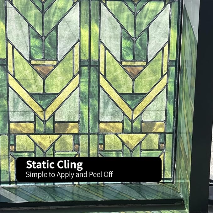 Faux Stained Glass Effect Transparent Window Film, Original Hand Drawn Static - Image 6