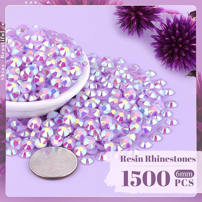 1500PCS 6mm Resin Jelly Rhinestones in Bulk, Bedazzling Flatback Crystals - Image 2