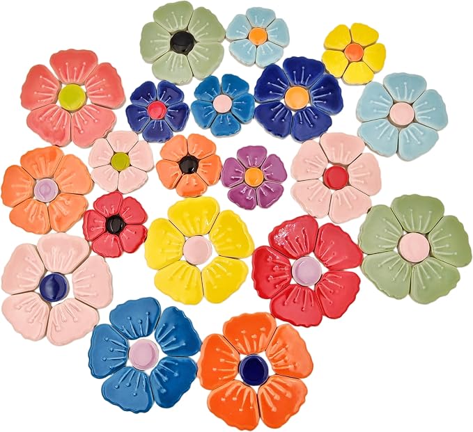 1.1lb Ceramic Mosaic Tiles, Mixed Colour Ceramic Mosaic Pieces by Unknown